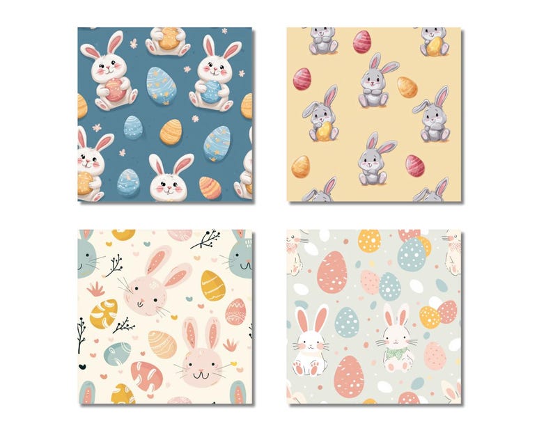 Easter Bunny Digital Paper Pack | Seamless Pastel Scrapbook Patterns ...