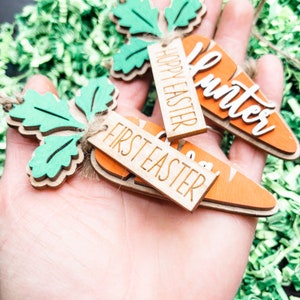 Easter Basket Name Tag, First Easter Basket Name Tag, Personalized Gift Tag, Customized Gift Basket Tag, Carrot Tag for Easter Basket