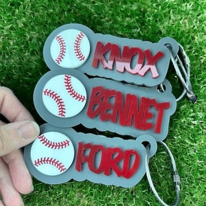 Baseball Schlüsselbund, personalisierter Baseball Taschenanhänger, Kinder Baseball Anhänger, T-Ball Team Geschenke, Rucksack Namensschild, Sport Zubehör, Gastgeschenke