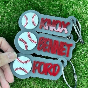 Personalized Baseball Bag Name Tag, Name Tag for Duffle Bag, Kids Baseball Name Tag, Baseball Keychain, Tag for Gym Bag, Backpack  Tag