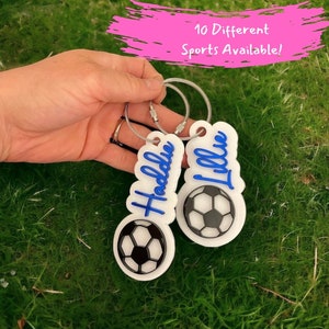 Personalized Soccer Bag Name Tag, Name Tag for Duffle Bag, Kids Soccer Name Tag, Backpack Soccer Keychain, Name Tag for Gym Bag, Gym Bag Tag