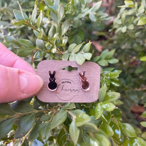 Marshmallow Peeps Earrings, Easter Earrings, Rose Gold Stud Bunny Earrings, Easter Gift Basket Stuffer For Girls 8-12, Spring Time Earring