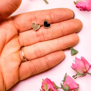 Rose Gold Stud Heart Earrings for Valentines Day, Pink Stud Earrings, Small and Dainty Heart Stud Earrings, Acrylic Rose Gold Stud Earrings