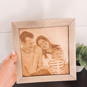 Custom Engraved Photo on Wood, Personalized Photo Gift, Wooden Framed Wall Art, Family Photo Framed Gift, Custom Family Portrait