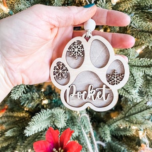 Personalized Dog Paw Ornament, Custom Dog Ornament, Customized Dog Paw, Customized Cat Paw