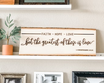 1 Corinthians 13 Wall Art, Wooden Live Edge Art, Bible Verse Wall Art, Christian Wall Decor