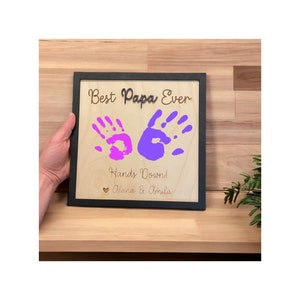 Kids Handprint Sign For Father&#39;s Day, Custom Father&#39;s Day Gift From Kids, DIY Handprint Sign, Gift for Grandpa, Gift For Dad, Dad Pun Gift
