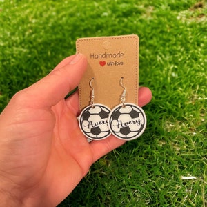 Soccer earrings with Name, Soccerball Earrings Personalized with Number, Custom Soccer Earrings, Team Earrings, Soccer Mom Earrings