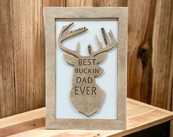 Letrero "El mejor papá cazador", Letrero para papá cazador, Regalo del Día del Padre, Regalo personalizado para amante de la caza, Letrero personalizado con los nombres de los niños para papá