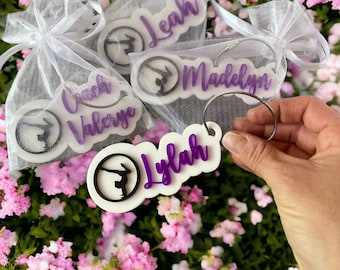 Personalized Gymnastics Keychain, Gymnastics Team Gift, Gymnastics Bag Tag, Gymnastics Name Tag, Backpack Keyring, Gymnastics Awards