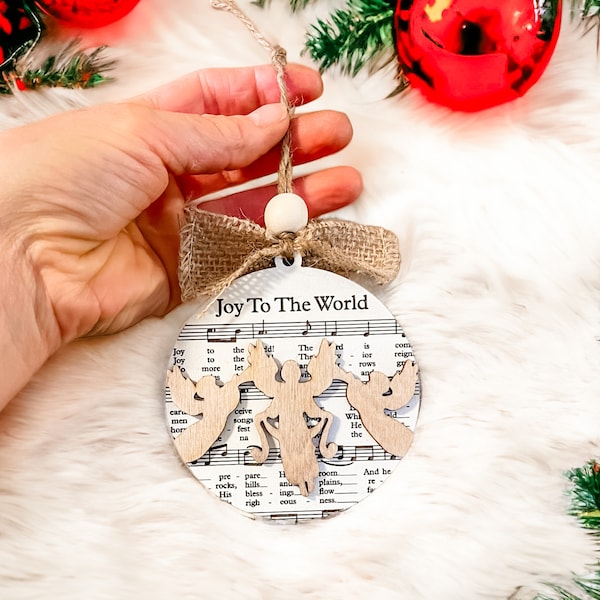 Music Sheet Christmas Ornaments, Nativity Christmas Ornaments, Christmas Hymn Sheet Music Ornaments, Wooden Engraved Hymn Music Sheets