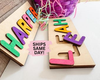 Wooden Name Puzzle, Baby Name Puzzle, Personalized Baby Gifts For Girl  / Boy, Baby&#39;s First Puzzle, Easter Basket Stuffers, Kids Easter Gift