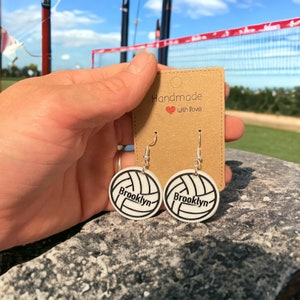 Volleyball Earrings with Name, Volleyball Earrings Personalized, Custom Volleyball Earrings with Number, Team Earrings, Sports Mom Earrings