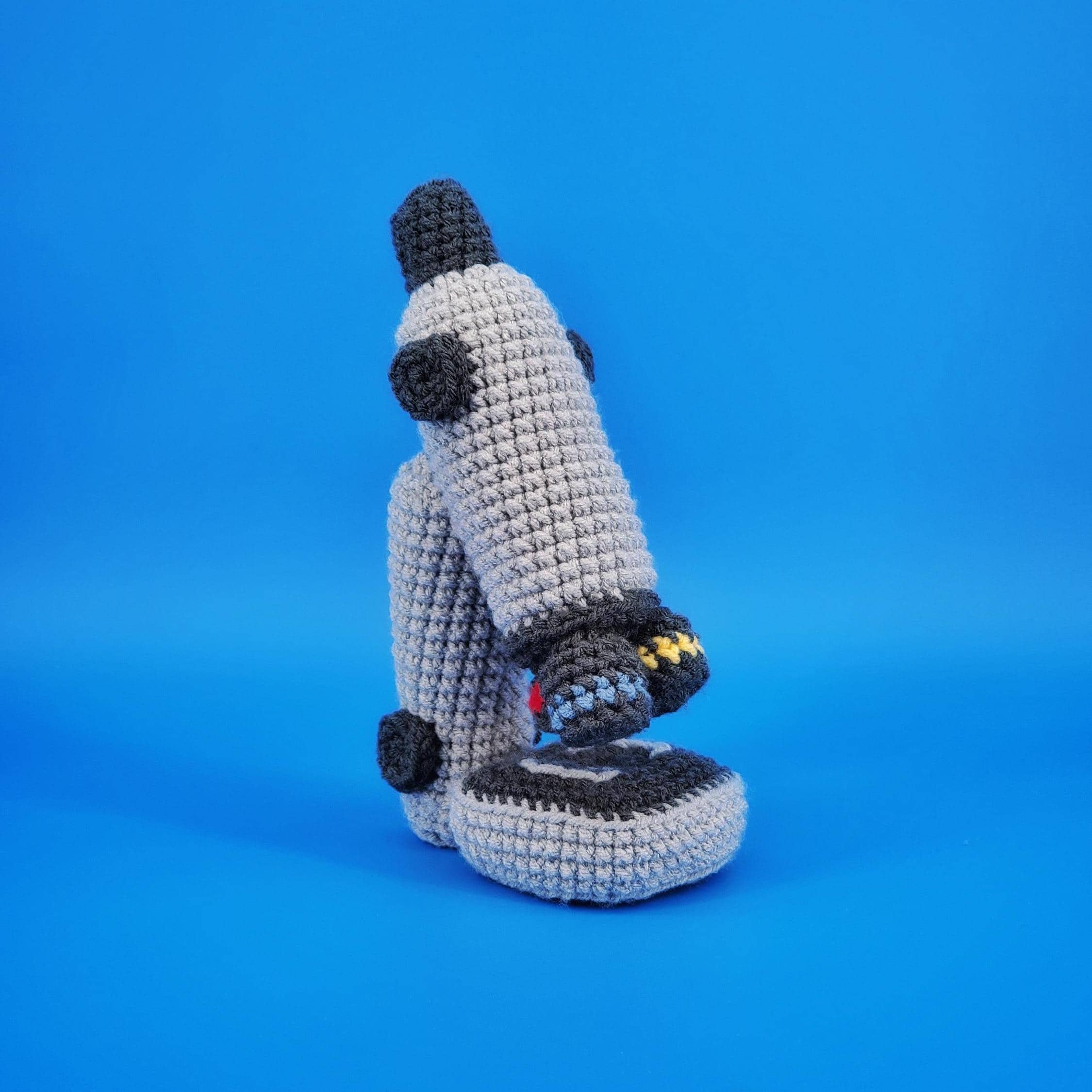Amigurumi toy biology plushie microscope crochet toy for kids science decor gift for biologists doctors medical plushie for graduate student