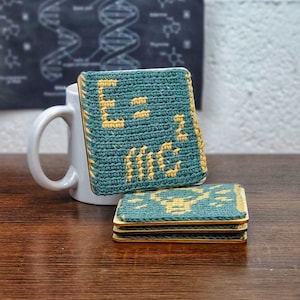 Science Coasters Physics gift for STEM teachers science students college room decor home office nerdy gift green coaster set crochet decor