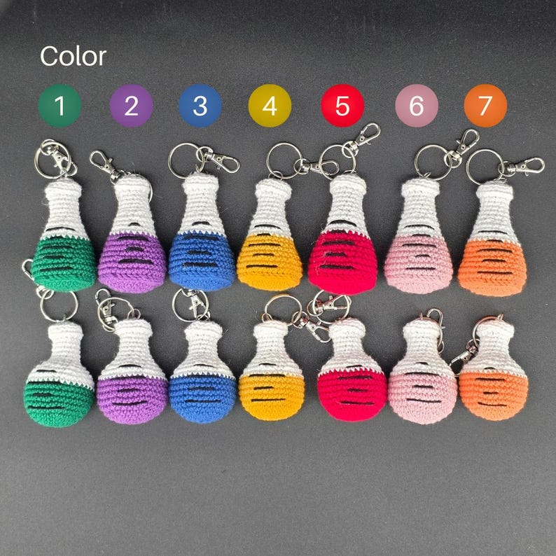 Chemistry Keychain Charm Backpack Accessory Laboratory Flask Crochet Design Science Student Graduation Gift Teacher Appreciation Handmade image 6