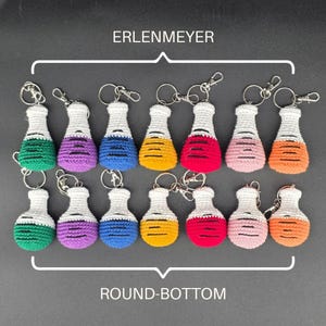 Laboratory Flask Crochet Keychain Handmade Chemistry Backpack Charm Science Student Accessory Cotton Yarn Design Perfect Teacher Appreciation Gift Graduation Present Student Recognition Handmade Quality Construction Chemistry Theme Keychain