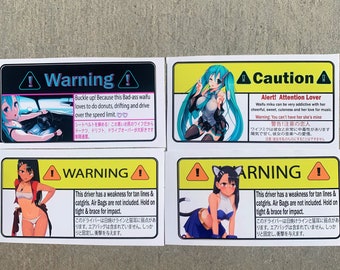 Warning Slaps Anime Car Stickers Hatsune Miku Cat kawaii Girls CV01