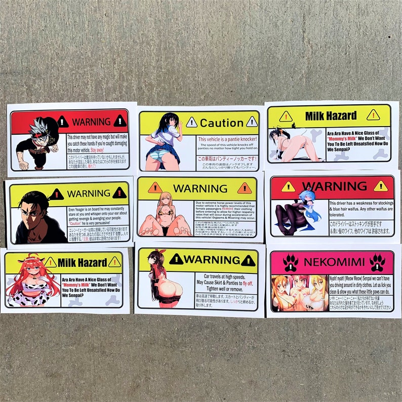 Anime Warning Sticker for Car Visors 2 Etsy