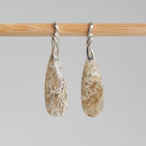 Ochoco Agate, Sterling Silver, Teardrop Gemstone Earrings