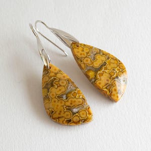 Boucles d&#39;oreilles jaspe océan, argent sterling, pierres précieuses naturelles