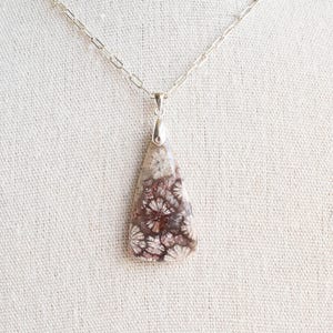 Fossil Coral, Sterling Silver, Gemstone Pendant Necklace
