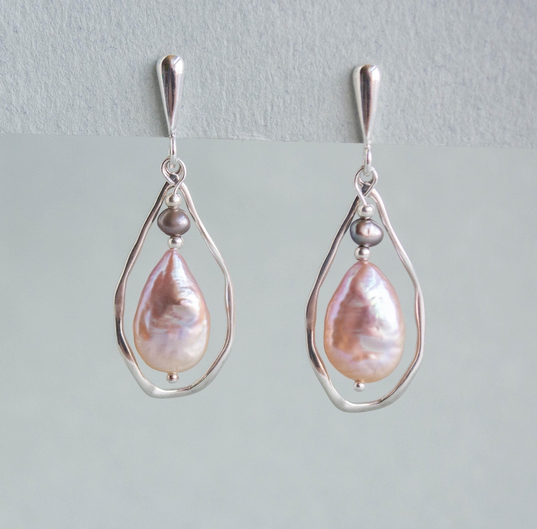ピアス Teardrop Pearl Hoop Earrings - Silver s-e-10328freshwater-pearl-