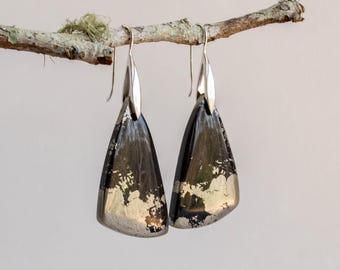 Apache Gold, Sterling Silver, Triangular Gemstone Earrings