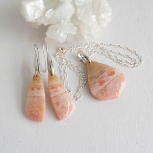 Opalised Wood, Sterling Silver, Gemstone Earrings & Pendant Set