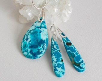 RESERVED for Mandy. Chrysocolla, Sterling Silver, Gemstone Pendant and Earrings Set