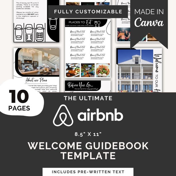 Simple Airbnb Welcome Guidebook Template Editable Canva - Etsy