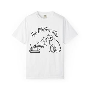 Vintage Gramophone Image Unisex T-shirt, Nipper RCA Victor Dog, His Master&#39;s Voice Tee Vintage T-shirt, Gift for Dog Lovers, Casual Tee