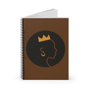 Royal Queen Spiral Notebook, Empowerment Journal, Gift for Her, Black Woman Notebook, Brown Aesthetic Stationery