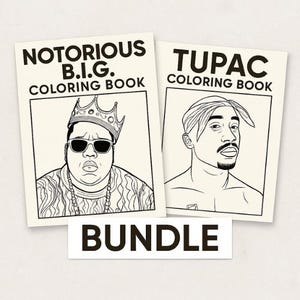 Hip Hop Coloring Book Duo Tupac and Biggie Tribute Bundle for Rap Fans, Rap Legends, 2Pac and Notorious B.I.G. Coloring Pages PNGs, Download