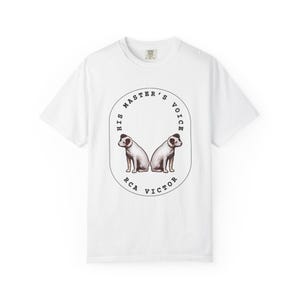 Vintage Gramophone Image Unisex T-shirt, Nipper RCA Victor Dog, His Master&#39;s Voice Tee Vintage T-shirt, Gift for Dog Lovers, Casual Tee