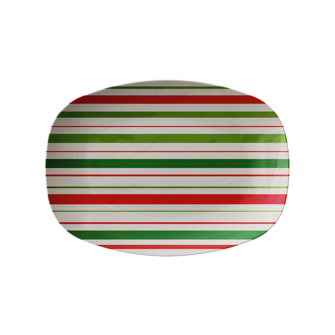 Platter Square Pinstripes Pinstripes White