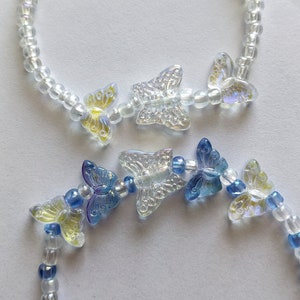 Iridescent Blue Butterfly Bracelet Set