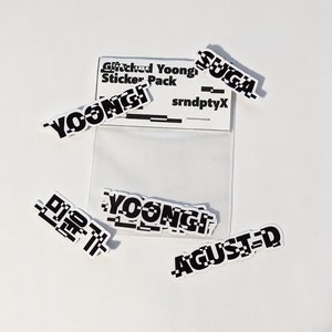 Glitched Yoongi-stickerpakket (4 stuks)