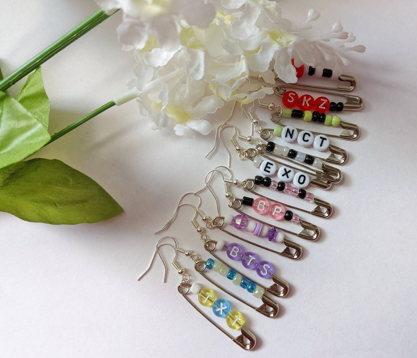 KPOP Safety Pin Earrings | Bts Seventeen Blackpink Txt Exo Nct