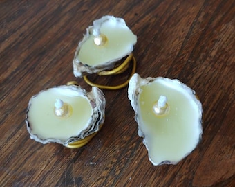 Oyster Shell Votive Candles - handcrafted tealights with real shell and hand made base - perfect for beach house or bathroom, mood lighting