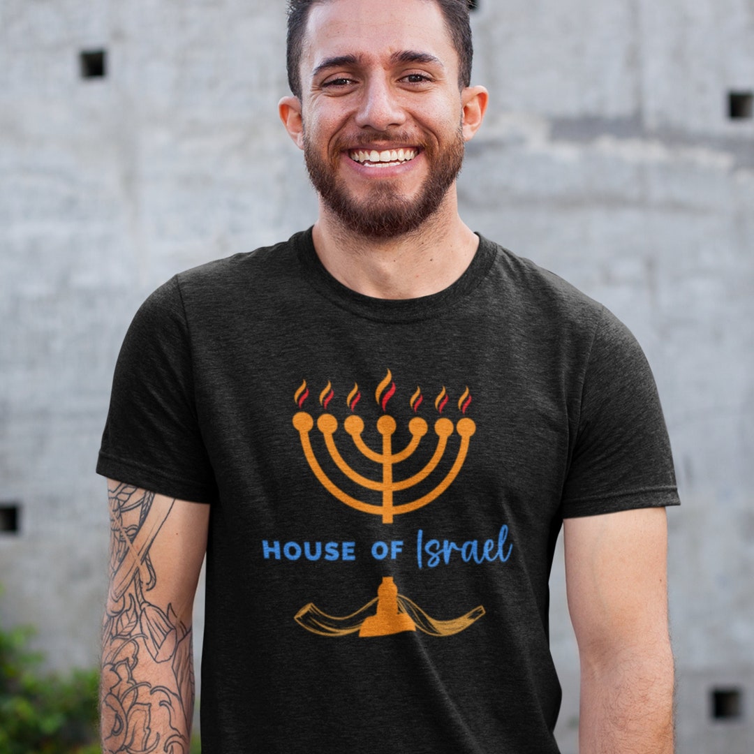 Hebrew Shell Pattern Top House of Israel T-shirt, Messianic Shirt, Menorah Shofar Tee, Israelite ...