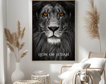 Lion of Judah Poster and Canvas| Black and White Lion | Lion Poster | Lion Art Print | Christian Wall Art | Lion Wall Art | Lion Canvas