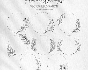 Floral Wreath SVG Bundle: Laurel Frame Clipart (PNG, EPS)
