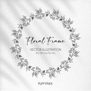 Floral Wreath SVG, Floral Wreath PNG, Flower Line Art Svg, Floral Wreath Frame Svg, Floral Wreath Clipart, Wreath Cut File,Cricut Wreath Svg