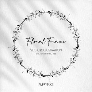 Floral Wreath SVG, Wild Flower, Laurel Wreath, Floral Frame, Cute Wreath, Flower, SVG Cut Files, Vector, Monogram, Wedding wreath svg