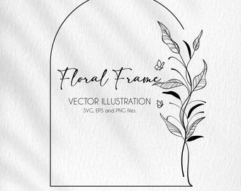 Floral Arch SVG: Leaves Frame, Wedding Invitation (Digital Download)