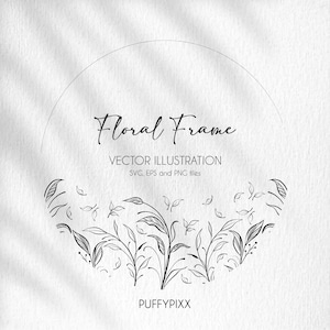 Floral border svg, floral frame svg, flower border svg, split monogram svg, floral monogram svg wildflower svg, hand drawn svg, floral svg
