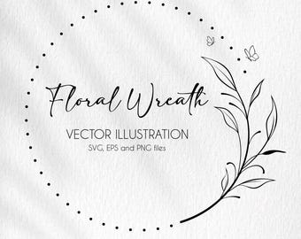 Corona floreale premium svg, cornice di alloro svg, corona di rami svg, corona di fiori svg, corona svg, corona di foglie svg, corona nuziale svg, etichetta