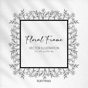Floral Square Frame SVG: Botanical Wedding Border (Digital Download)