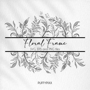 Floral border svg, floral frame svg, flower border svg, sunflower svg, split monogram svg, wildflower svg, flower svg, floral svg, cards